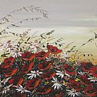 Maya Eventov Canvas Paintings - Poppies & Daisies